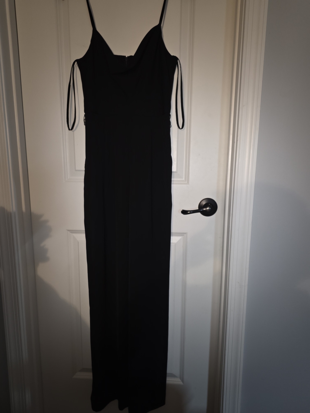 Classic Black Spaghetti-Strap Jumpsuit Cow Neck